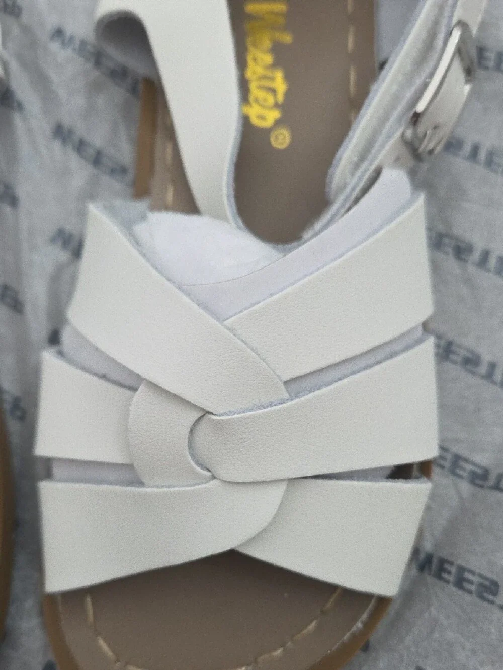 White Kids Strappy Sandals with Ankle Buckle